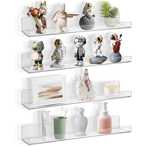 Boxalls Acrylic Clear Floating Shelves - 4 Pack Cover