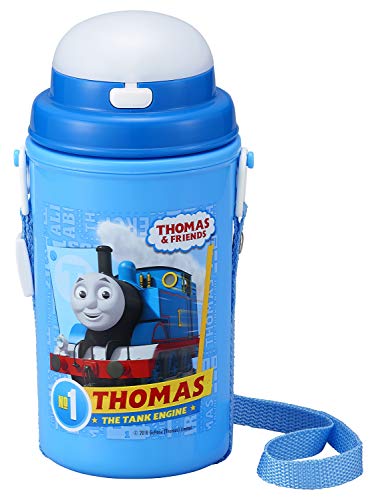 OSK SC-450S Mug Bottle with Straw, Thomas the Tank Engine 15.2 fl oz (450 ml), Cold Retention, Straw Included, One-Touch Open, Made in Japan