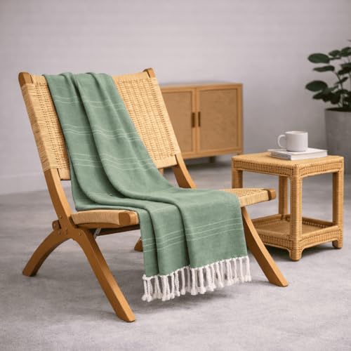 Donegal Collections - Colcha Multiusos 180x260 cm Verde Arienzo - Manta Sofa Suave y - Plaid Foulard para Cama 4 Estaciones - Cubrecama, Manta, Jarapa Algodón Poliéster de Calidad