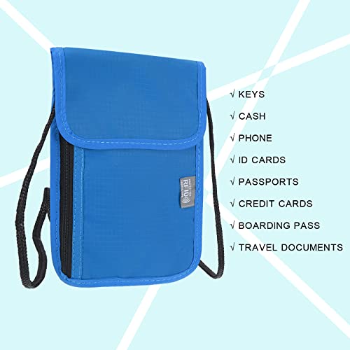 Image of PATIKIL Neck Wallet, Passport Holder Neck Pouch RFID Blocking Waterproof Neck Travel Wallet for Women & Men, Dark Blue
