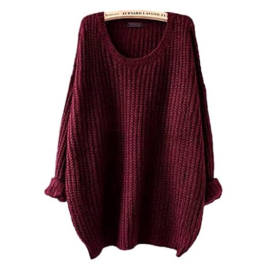 ARJOSA Women's Cable Knit Oversized Crewneck Casual Pullovers Sweaters Tops (M/L, 1 Wine Red)