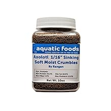Axolotl Food 1/16" Soft Moist Sinking Salmon Crumbles for Baby Axolotl, Shrimp, Snails, Crabs, Crayfish, Catfish, Plecos, All Tropical Fish...10oz Small Jar