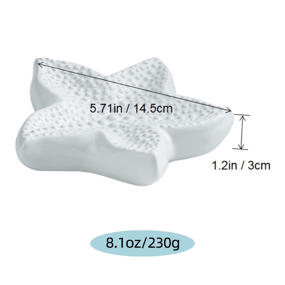 Distributeur De Savon Carmel Ceramica - Coquillages Et étoile De Mer - Bleu Océan - 7x4 Cm - Neuf