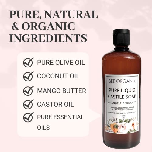 Image of Pure Liquid Castile Soap | Natural, Organic and Safe | Eco-Friendly and Non-Toxic | Hands and Body | Baby and Pet Safe| 475 ml x 2 pcs