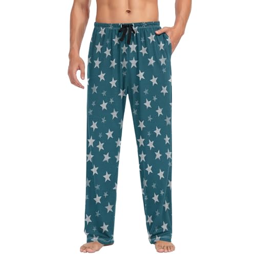Pentagram Star Men’s Pajama Bottoms Soft Lightweight Lounge Pants with Elastic Drawstring Waist
