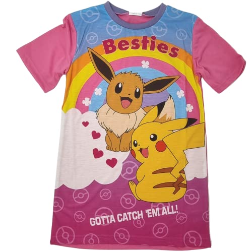 Pokemon Girls Nightie, Nightdress featuring Pikachu and Eevee, Pink, Besties Age 5-6 Years