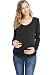 LaClef Women's Maternity Round Neck Long Sleeve Nursing Breastfeeding T-Shirts Top