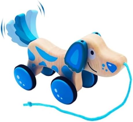 Wooden Pull Dog Toy Wooden Walk Pull Along Toy with String Toy Montessori Toddler Pull Toys for Walking Toddlers