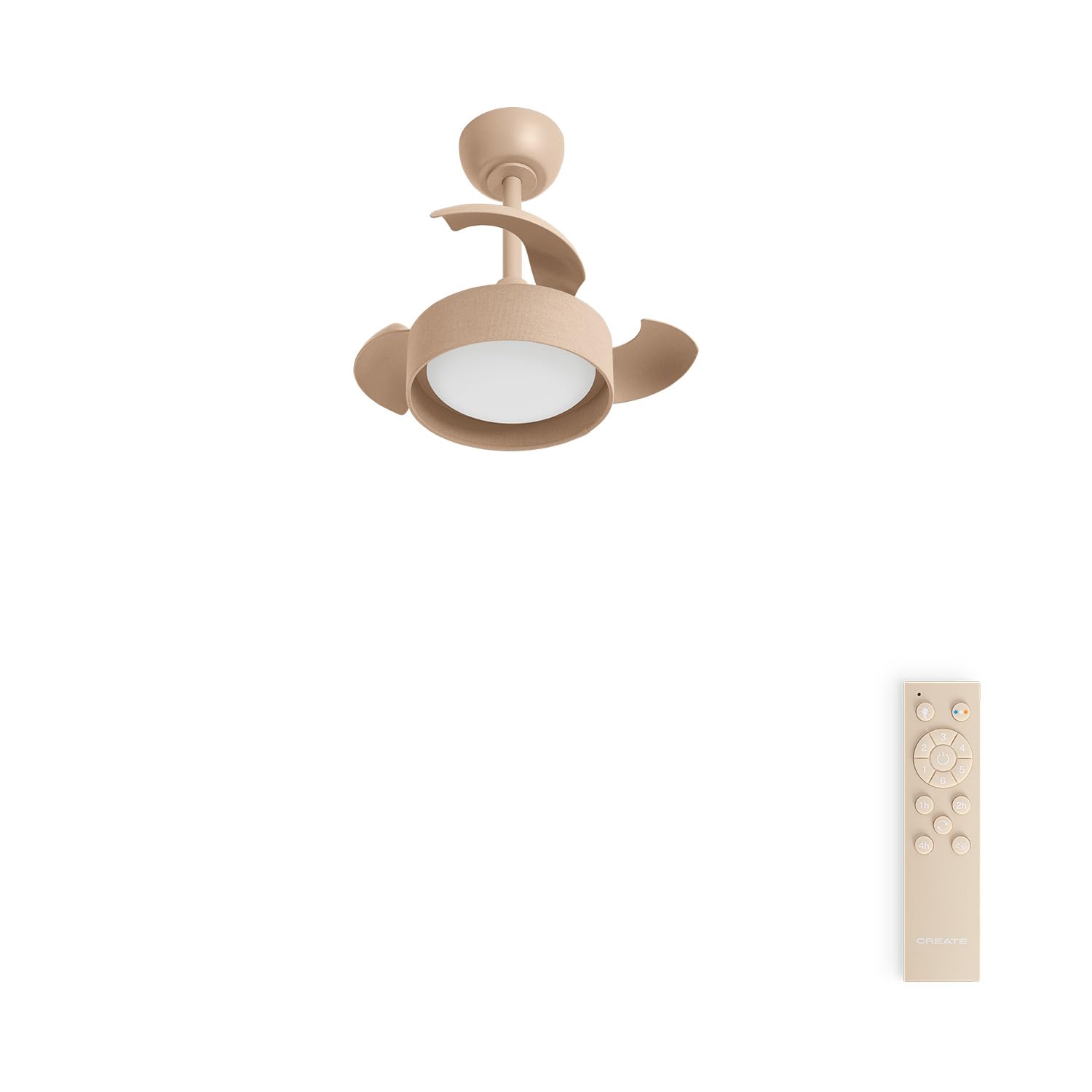 CREATE / WIND CLEAR LAMP/Ceiling fan with sand linen light with control/40W, silent, Ø55 cm, 6 speeds, retractable blades, programmable, summer-winter function, LED light 3 temperatures