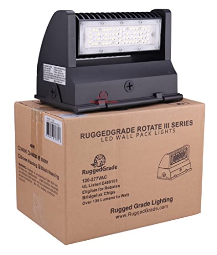 Ruggedgrade 5,600 Lumen - 40 Watt Rotate Iii Series Led Wall Pack - 5000K - High Efficiency 140 Lumen To Watt - Brown Color #TOP2