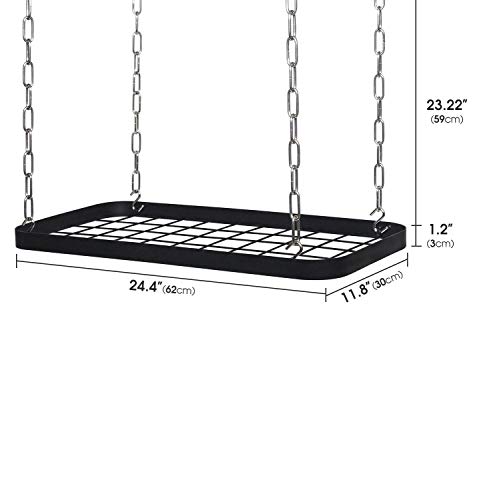 JackCubeDesign Montaje en el techo Rejilla Olla Bandeja de bastidor Organizador de la suspensión Estante de la bandeja de almacenamiento de la cocina con 8 ganchos (62 x 30 x 3 cm) -: MK397B