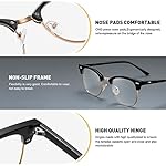 Blue Light Blocking Glasses Vintage Half Frame UV Clear Lens Anti Eyestrain Computer Gaming Glasses for Women Men - Image 4