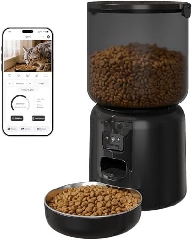 Fansafurn Automatic Cat Feeder with 1080p HD Camera, Automatic Do...