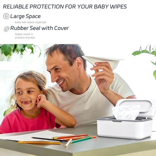 XxinXrong Feuchttücher Spender Box, Nachfüllbare Feuchttuch-Box mit Deckel, Hält Feuchttücher Frisch & Sauber, Einhand-Bedienung, Grau – Ideal für Bad, WC und Kinderzimmer