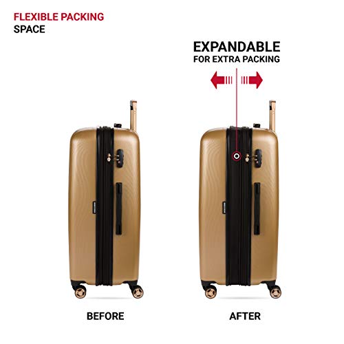 SwissGear 7272 Energie Expandable Hardside Luggage with Spinner Wheels and TSA Lock, Gold, 3-Piece Set (19/24/27) - Image 6