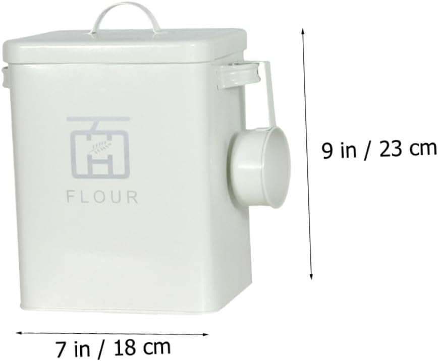 PRETYZOOM Airtight Iron Flour Storage Bucket with Lid 5kg Household Rice Container for Kitchen Pantry Moisture-proof Food Organizer