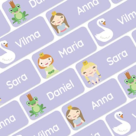 My Nametags® Award-Winning Name Stickers for Clothes & Items | 56 No-Iron, Washable Stick-On Tags for Babies, Kids & Adults | Princess Stickers (Light Purple)