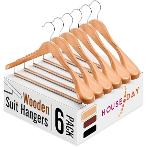 HOUSE DAY Wooden Suit Hangers with Non-Slip Design Cover