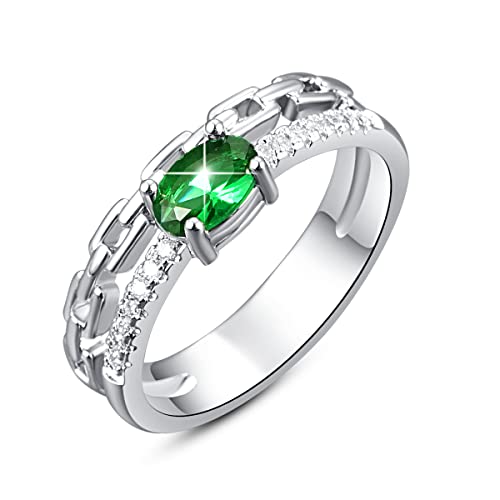 Emsione Cubic Zirconia Interlocked Two Row Anniversary Wedding Engagement Ring Band for Women Men Size 10