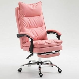 XGQ Office E-Sports Game Silla Sillón de Cuero sintético ergonómico sillón reclinable con pies de Acero (Caqui) (Color : Pink)