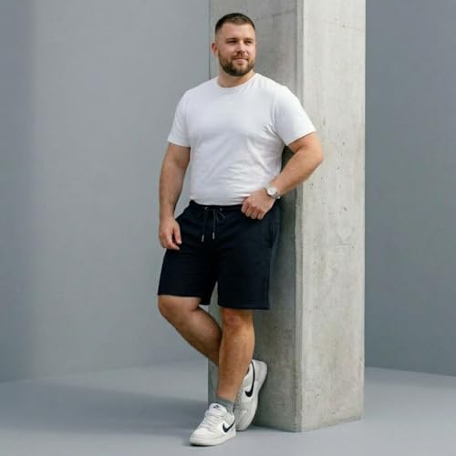 Image of Khakey The Men's Cotton Short for Men | Knee Length Plus Size Shorts for Men | Mens Regular Fit Cotton Lounge & Casual Short's | Soft Fabric (XXL, 3XL, 4XL, 5XL, 6XL, 7XL, 8XL)