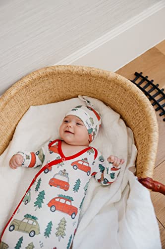 Copper Pearl Baby Gown - Knotted Newborn Sleepers for Baby Boy and Girl, Soft Stretchy Long Sleeve Infant Gowns with Bottom Tie and Hand Mittens, Perfect Hospital Coming Home Outfit (Griswold)4