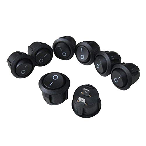 Taiss/8Pcs Round Rocker Toggle Switch Black SPST switch AC 250V/10A 125V/12A On/Off 2 Pin 2 Position, Used in cars and boats KCD1-5-101-BK - Image 5