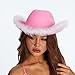 Lizxun Women Cowgirl Hat Cowboy Hats Fluffy Feather Brim Hat for Bachelor Costume Halloween Cosplay Dress Up Party (Pink05, 32cm*42cm*18cm)