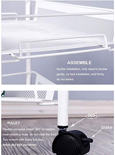 Keukenrekken Vloer Meerlaagse Beweegbare Karren Groenteband Wiel Opbergrek Multifunctioneel (45x27x63cm)(Color:wit) - Image 8