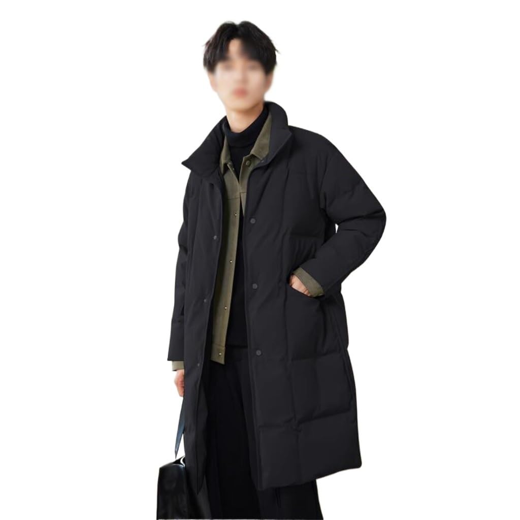 Falso Dos Chaquetas de plumón en el Estilo Largo de Invierno de los Hombres Grueso cálido Abrigo de Marea Casual Abrigo Cortavientos(XXL)
