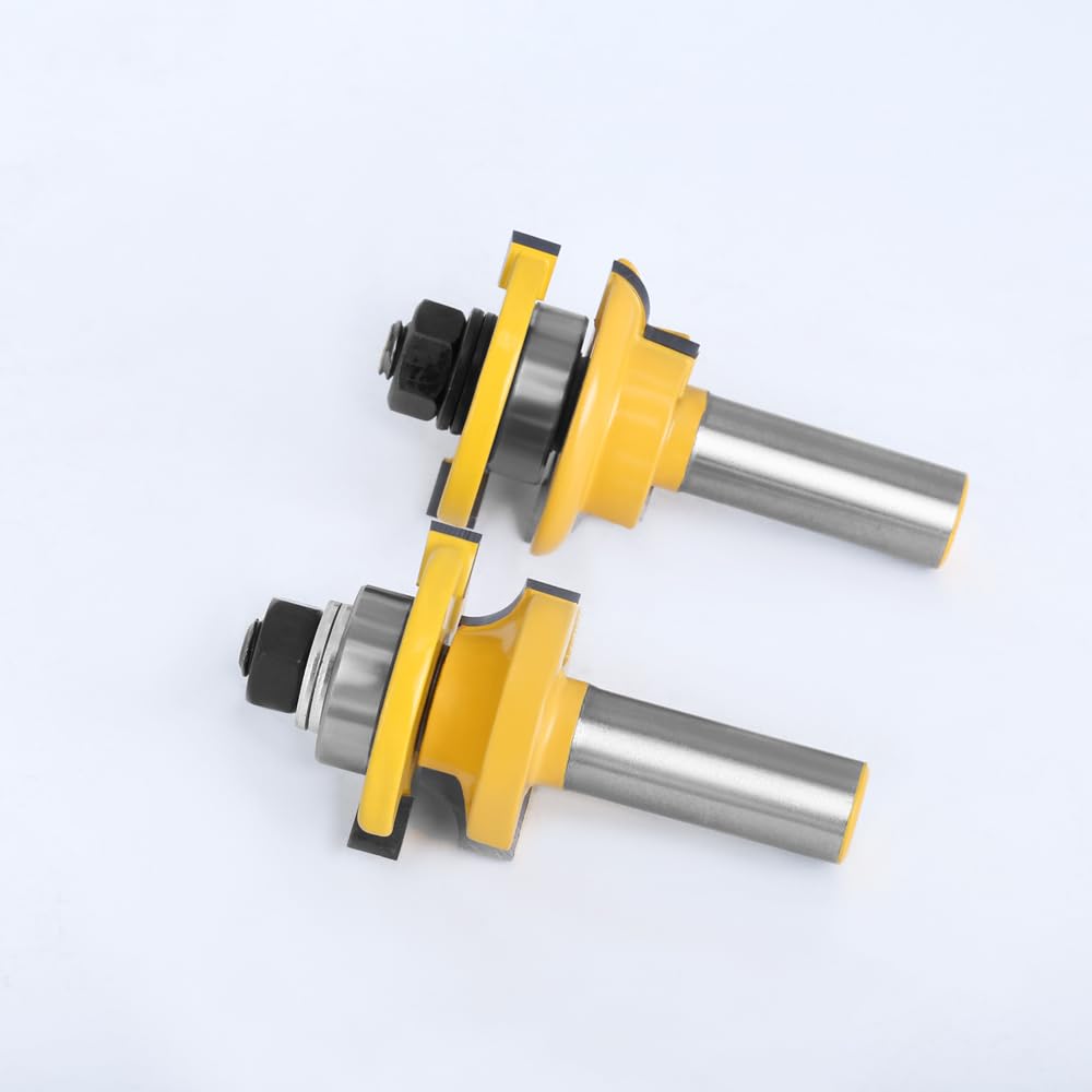 2 pz 12mm 1/2 "codolo Tenone Coltello Punte del Router Set Porta Taglierina di Lavoro Abbinato Lingua Scanalatura T-maniglia Ferroviario Stile Bit(12.7mm shank)