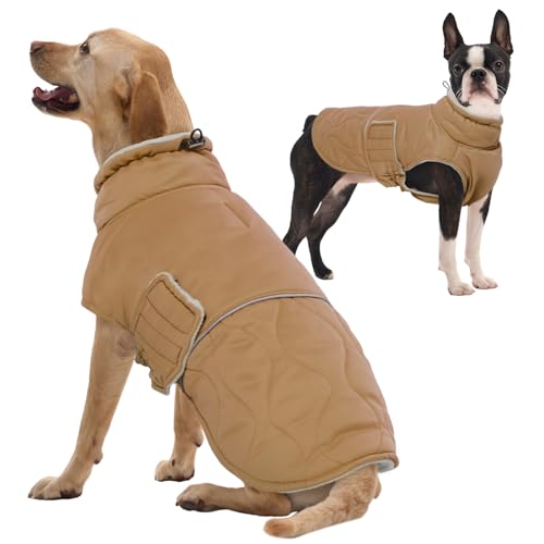 FUAMEY Dog Winter Coat Warm, Dogs Turtleneck Fleece Jacket, Waterproof Cold Weather Puppy Snowsuit with Harness Hole, Extra Small Sherpa Vest for Pet (Black, XS) X-Small Black