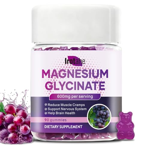 Irotahe Magnesium Glycinate Gummies 600mg - Sugar Free Raspberry Chews with L-Threonate, Vitamin D3 & B6 - Supports Relaxation, Sleep & Nervous System Health - 90 Gummies (Grape)