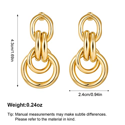 Vedaim 14K Gold Geometric Drop Dangle Earrings For Women Long Link Dangle Earrings Jewelry Gift #TOP5