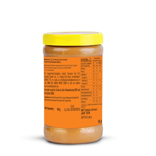 Image of Sundrop Peanut Butter | Creamy | 462 grams | With 25% Protein | 5% Dietary Fibre | Premium Roasted Peanuts | No Preservatives | Great Value Per Gram of Protein (Pack of 3)