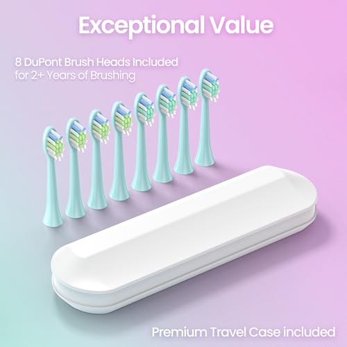 YUNCHI C3 Elektrische Schallzahnbürste für Erwachsene, 8 Bürstenköpfe und Reiseetui, Wiederaufladbare Elektrische Zahnbürste mit 5 Modi und USB Typ-C Aufladung, Mittelweiche Borsten, Blau – Bild 5