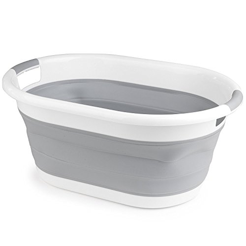 Beldray LA034816 Cesta Ovlada Para La Colada con Asas Duraderas, 37 litros, Plegable, Ligera, Para Guardar Pinzas, Transportar Ropa Sucia y Cargas Completas, Ahorrar Espacio, 62 x 45 x 27.5 cm, Gris