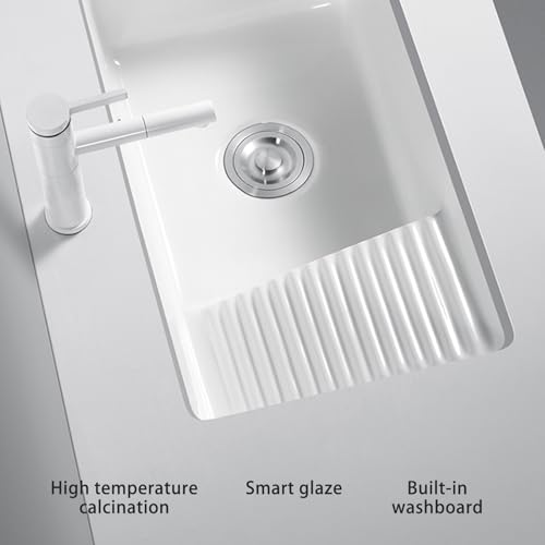 Lavabo rectangulaire céramique avec planche à laver pour buanderie