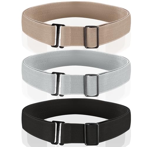 Ishua 3pcs No Show Stretch Belt Women Stretch Invisible Belt Waist for Shorts Jeans Dress