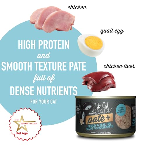 Image of Tiki Cat After Dark Pate+ Chicken & Quail Egg, 5.5 oz. Cans (Pack of 8) | High protein, includes organ meats, high-moisture broth, 5.5 oz cans, pack of 8