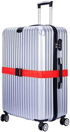 Image of Luggage Straps: Secure Your Belongings, Made Seat Belt Material Size 2 inch X6.5FT Color + 1 ADD A Baggage Belt(1 inchX20 inch Black) (RED, 4 Pack)