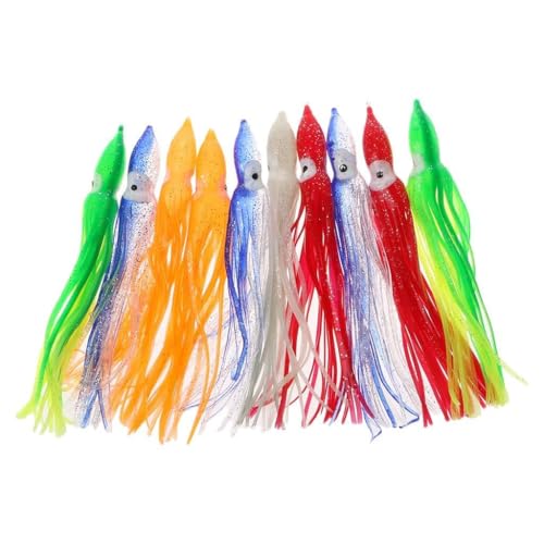 10Pcs Plastic Fishing Lures Squid Skirt Trolling Octopus Soft Lure Bait