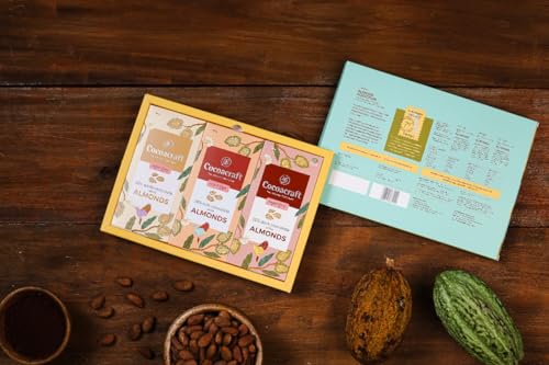 Image of Cocoacraft Almond Addiction | Sugar Free Chocolate Gift Box | Pack of 3 Milk, White & Dark Chocolates | Premium Gift Hamper for Christmas, Birthday, Wedding, Anniversary & Corporate Gifting