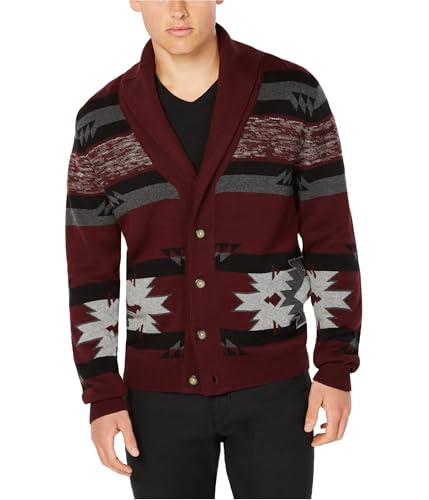 American Rag Mens Long Sleeve Pattern Cardigan Sweater Red S