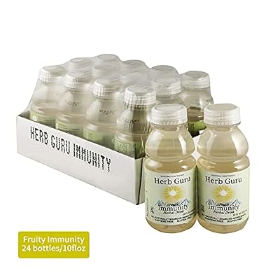 Herb Guru 24 Pack Herbal Fruit Immunity Drink | Peppermint Flavored Fruit Water Wellness Drinks (10 oz Bottles)