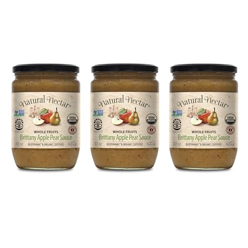 Natural Nectar Apple Pear Sauce, USDA Certified Organic – Pack of 3 (3 × 22 oz) | Organic Apple–Pear Fruit Sauce, Simple Ingredients, Great for Breakfast & Snacks