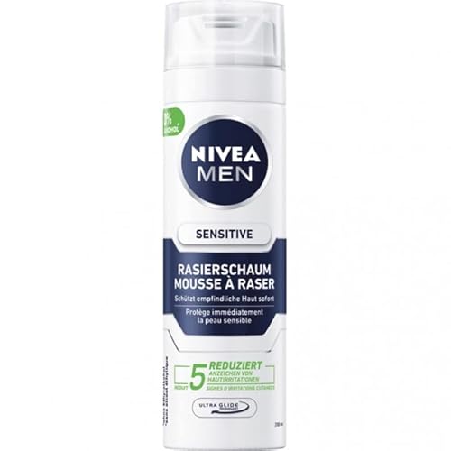 NIVEA Espuma de afeitar para hombre Sensitive – 3 unidades (3 x 200 ml)