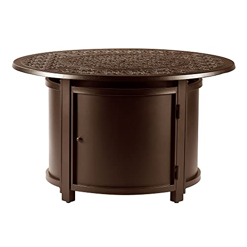 Image of Oakland Living 44 in. x 44 in. Aluminum Propane Fire Pit Table with Glass Beads, Two Covers, Lid, 57,000 BTUs in Brown Finish