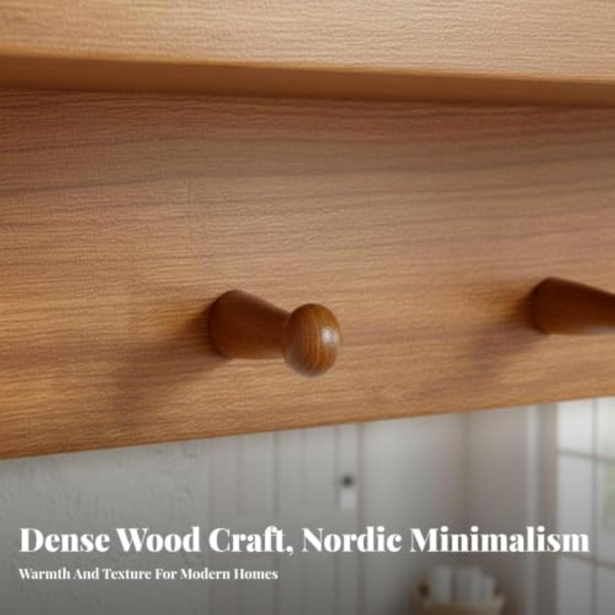 Solid Wood Wall Mounted Coat Rack with Shelf