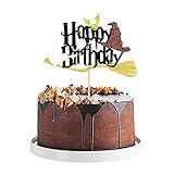 1Pack Harry Potter Cake Toppers Harry Potter Cupcake Toppers Wizard Hat Magic Broom Cake Topper for...